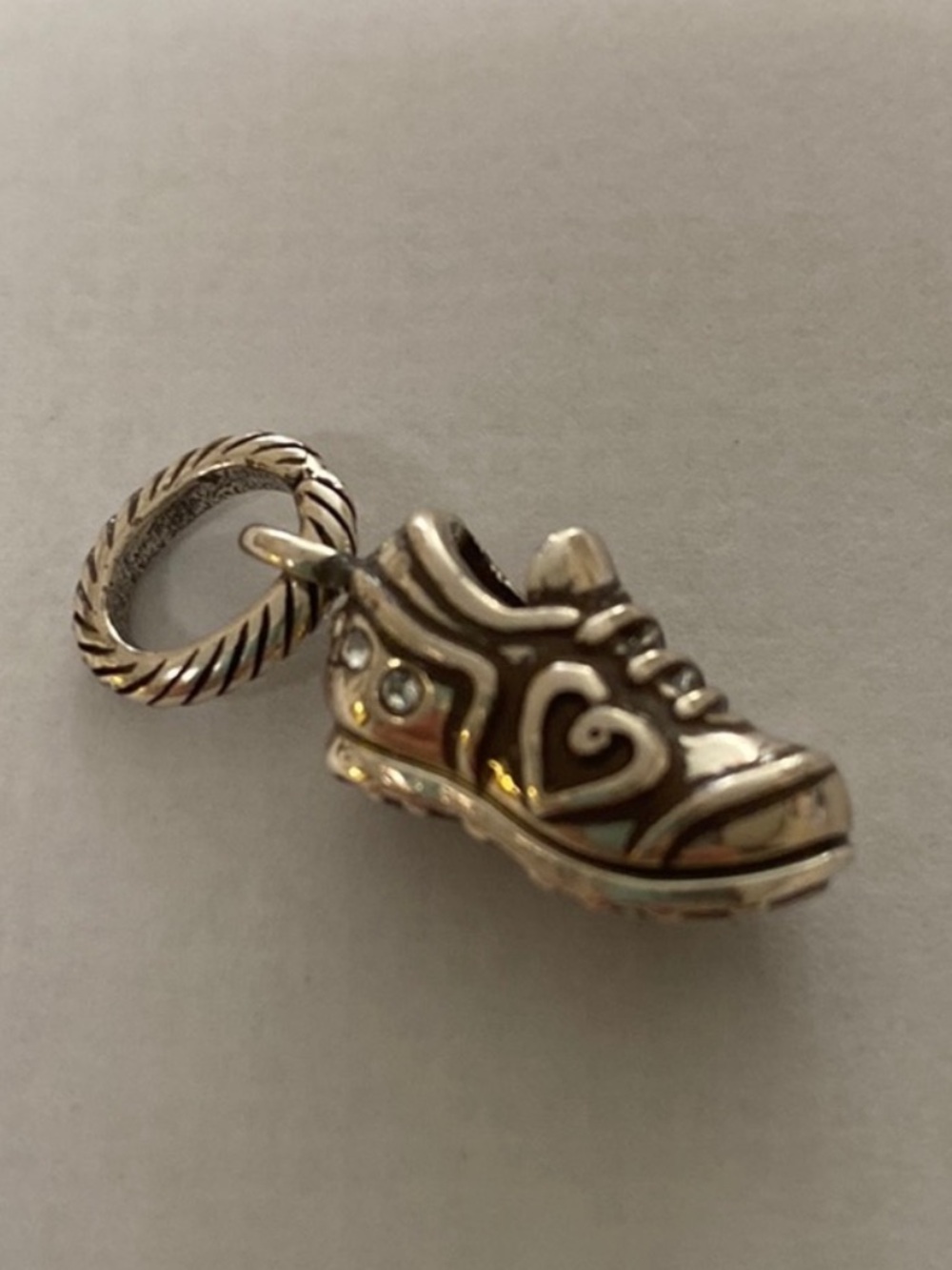 Brighton Tennis Shoe Charm Bracelet Link Sporty Vintage Y2K Silver Gray Grey